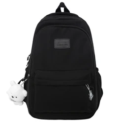 Stylish Unisex High - Capacity Waterproof Backpack - Trendy Laptop Travel Bag (Black with pendant)