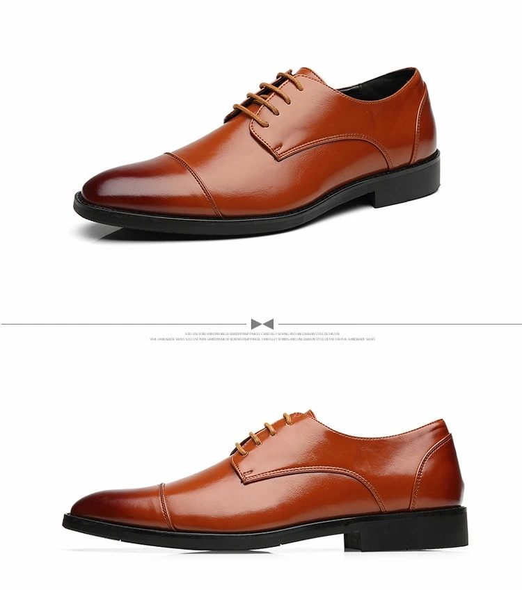 Classic Man Retro Derby Leather Shoes Lace Up Mens Business Dress Office Shoe Fashion Wedding Party Suit Oxfords British Style