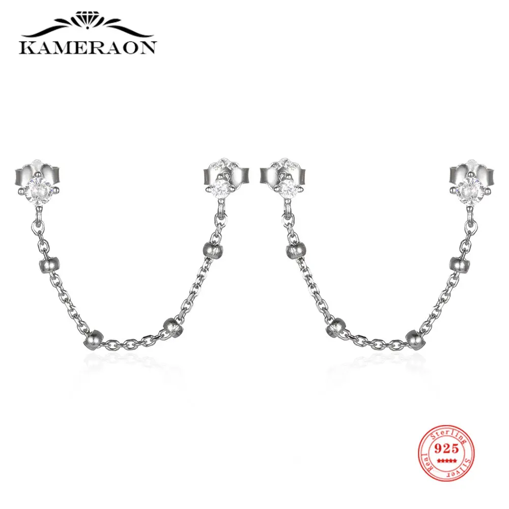 

Minimal 925 Sterling Silver Long Chain Drop Earring for Women Girls Jewelry Korean Earring Ladies Zircon Dangle Earring