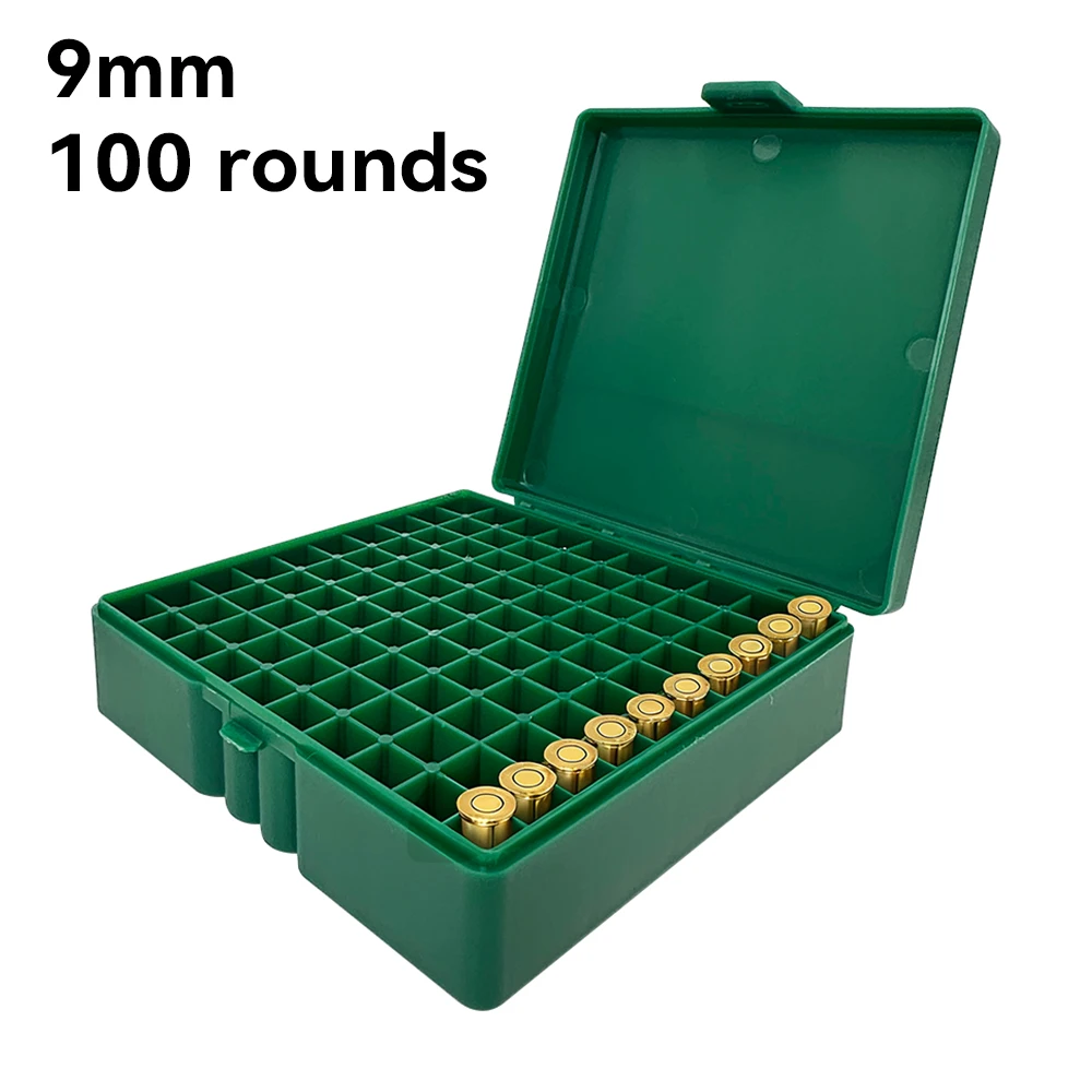 Tactical Bullet Box 50/100 Rounds 9mm .223 .38 Pistol Ammo Carry Storage Box Flip-Top Hard Bullets Case Hunting Accessory