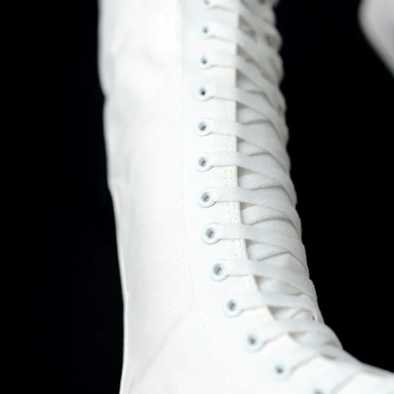Spring Autumn Women Shoe Canvas Casual High Top Shoes Long Boot Lace-Up Zipper Comfortable Flat Boot Sneakers Tenis Feminino platform boots
