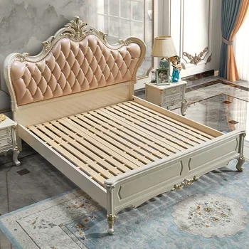 Children European Bed Luxury Multifonction Queen Size Bedroom Bed Modern Wood Lit Princesse Single Travel Muebles Home Furniture