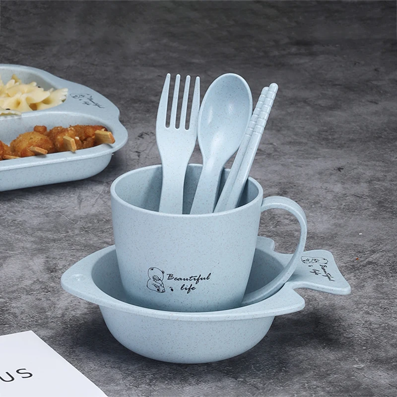 Children Baby Tableware Set 6Pcs Cartoon Plates