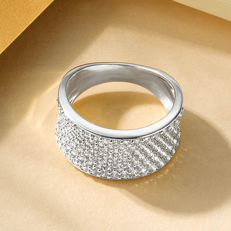 Rrjzz Funkelnde CZ Simulierte Diamant Männer Frauen Band Ringe Luxus Brillante Silber/Gold Farbe Liebe Ring für Hochzeit Edlen schmuck – Detail 15