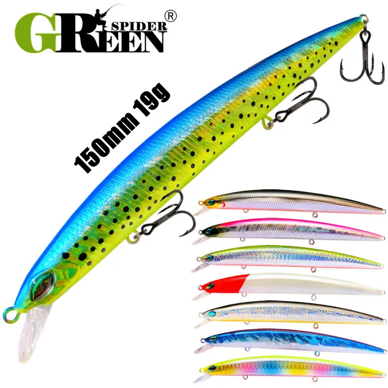 GREENSPIDERFloatingMinnowFishingLureWobbler150mm19gFloatingHardLureArtificial