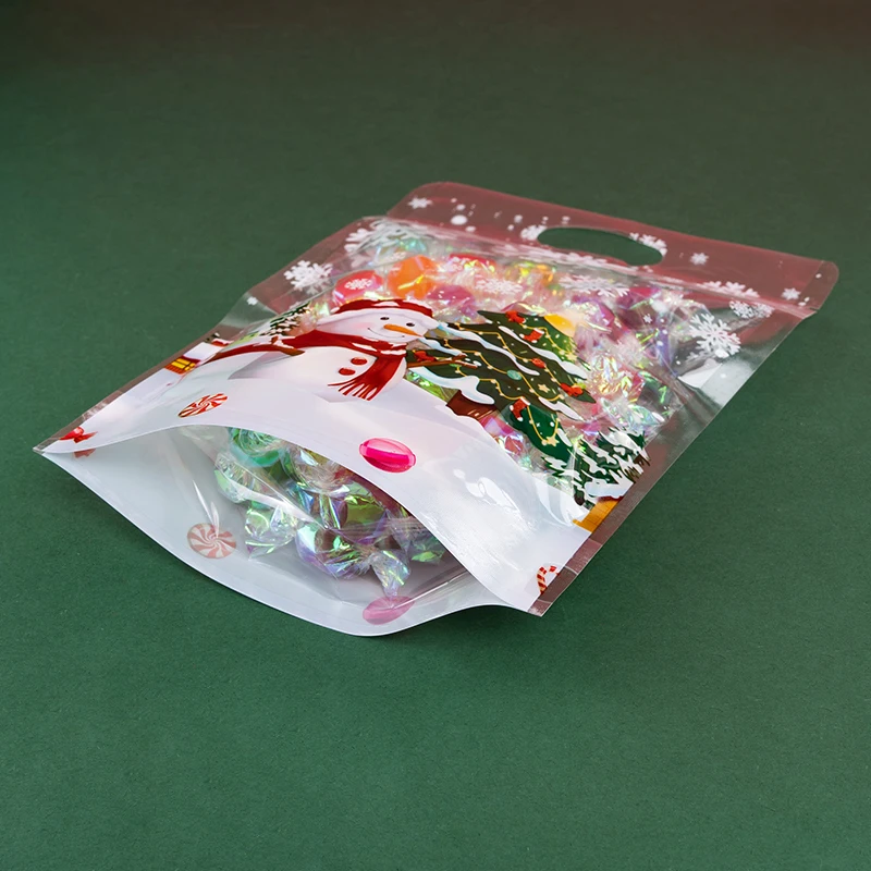 LBSISI 생활 투명 눈송이 가방 크리스마스 사탕 선물 쿠키 간식 포장 봄 축제 어린이 파티 용품 50Pcs