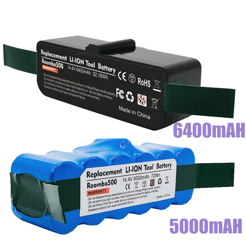 Per Irobot Roomba 500 6400Mah 14.4V 5000Mah Batteria Roomba 600 700 800 620 Serie Aspirapolvere Irobot Roomba 650 770 780 580