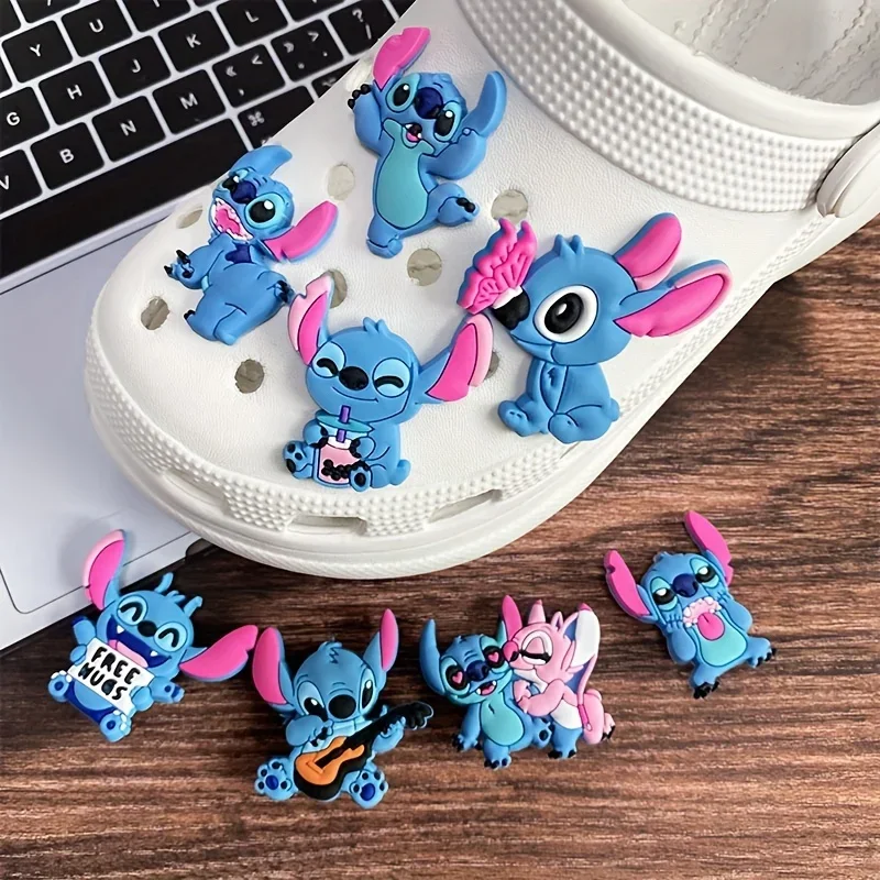 Shoe Charms 8PCS Miniso Stitch Series Shoe Buckles Cute Cartoon Pattern Detachable Decorative Accessories