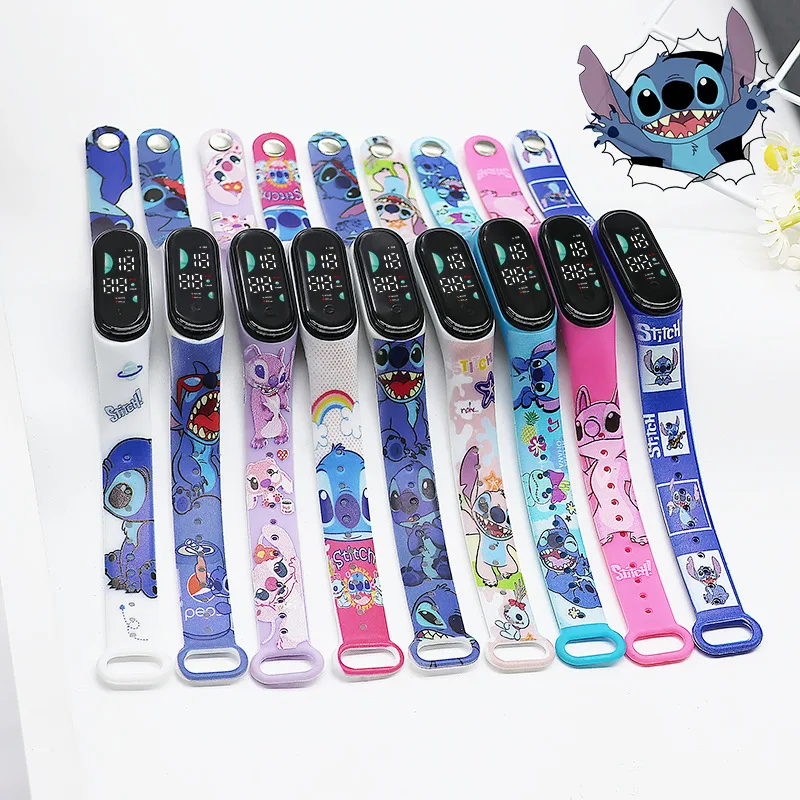 Disney Stitch Wrist Watch Lilo and Stitch Angel Cartoon Printed LED Waterproof Electronic Watch Accessories Student Kids Gift 2