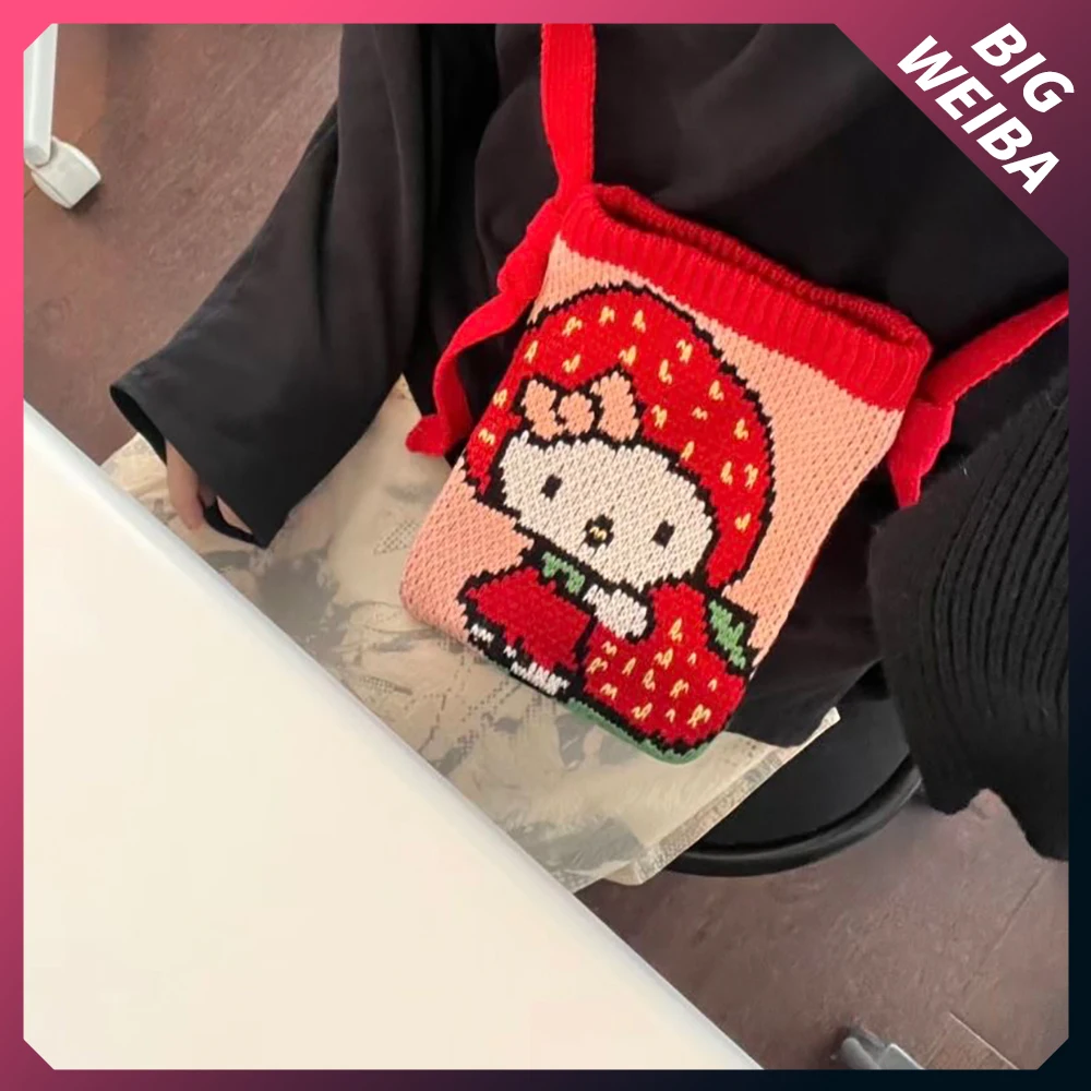 Hello Kitty, Bags, Super Cute Hello Kitty Strawberries Handshoulderbody  Bag With Zipper