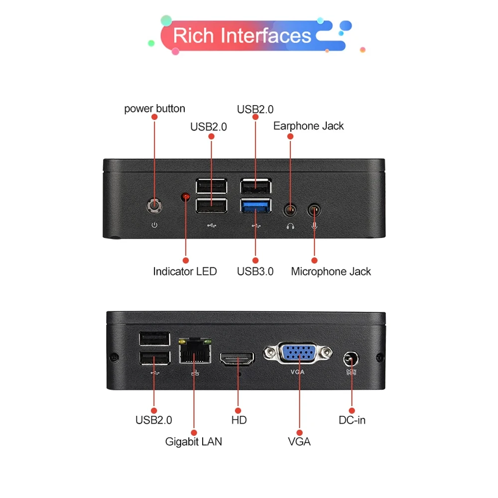 X5-Z8350 Mini PC Intel Core Atom CPU Processor 4G RAM 64G SSD HD-MI VGA WiFi Windows 10 TV Box Mine PC Fanless Minipc 4