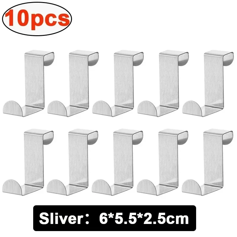 Crochet de porte en forme de Z en acier inoxydable pour armoire de salle de bain, lot de 1, 3, 6 ou 10 7