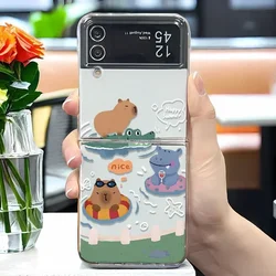 Capybara Cute Animal Transparent Phone Case - Galaxy ZFlip 4 (Style 1)