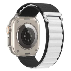 Premium Alpine Loop Nylon Sports Strap for Apple Watch - Versatile and Durable Bracelet Belt (20 Black white)