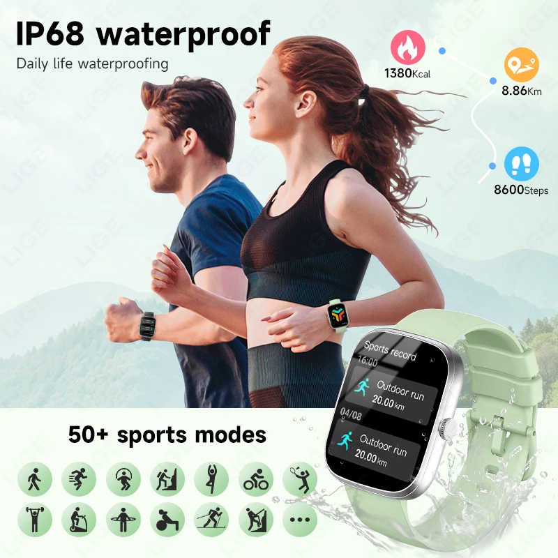 LIGE reloj mujer Smart Watch Answer Make Call Message Sport Calories Watches Health Monitor Weather Forecast Clock For Men Women