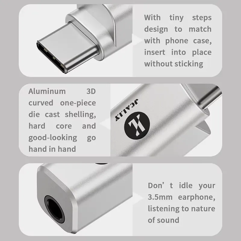 JCALLY JA56 ALC5686 Type-c to 3.5mm HiFi Audio Adaptar DAC Phone Adaptar For iPhone 15 Android 384kHz/32bit Mini Decoding Amp