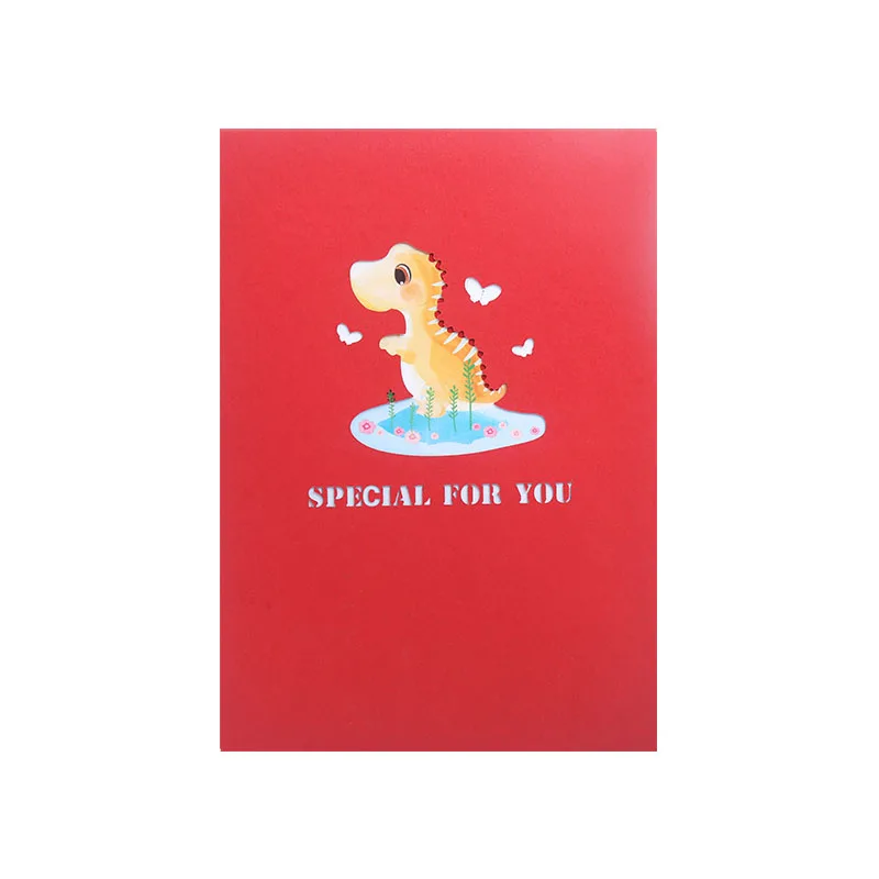 3D Dinosaur Pop Up Greeting Card with Envelope Mother's Day Thank You Card Baby Valentine Wedding Invitation Birthday Gift