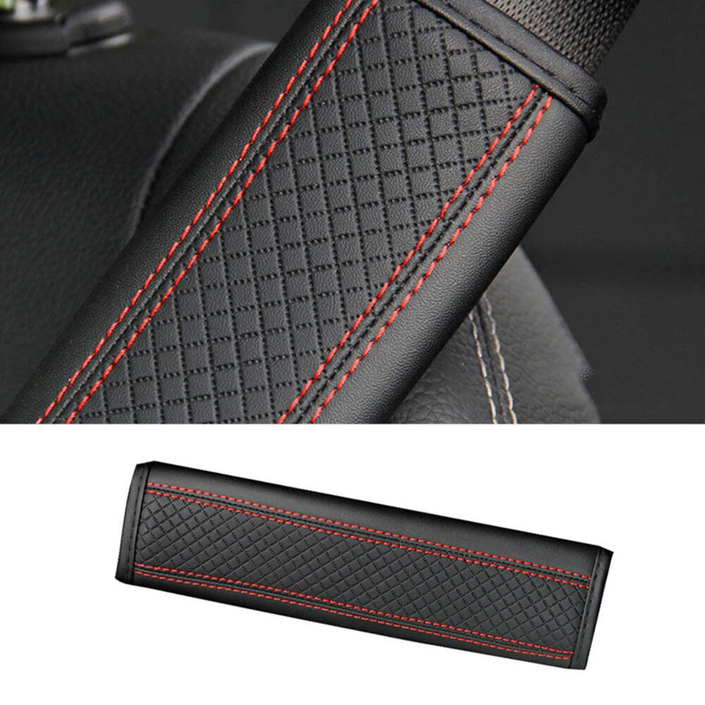 

Wholesale Car Shoulder Seat Belts Cover Strap Pad Accessories PU Leather Black+Red 230x160*2mm Universal