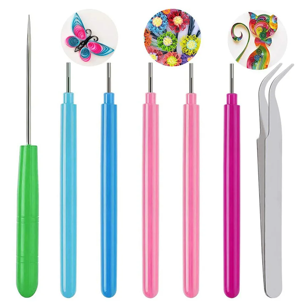 

7PCS Paper Flower Quilling Tools Set Rolling Curling Quilling Needle Pen Curling Coach Paper Cardmaking Project Tools Set