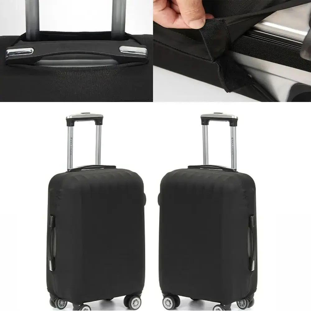Black Luggage Cover 1PC High Elastic Thick Durable Dustproof Suit Case Protector 3 Sizes Invisible Zipper Bag Travel Accessories luggage cover