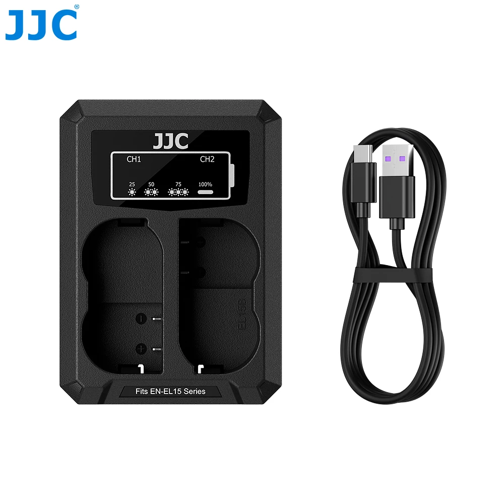 JJC アップグレード版 デュアルバッテリー充電器 USB-C ニコン EN-EL25