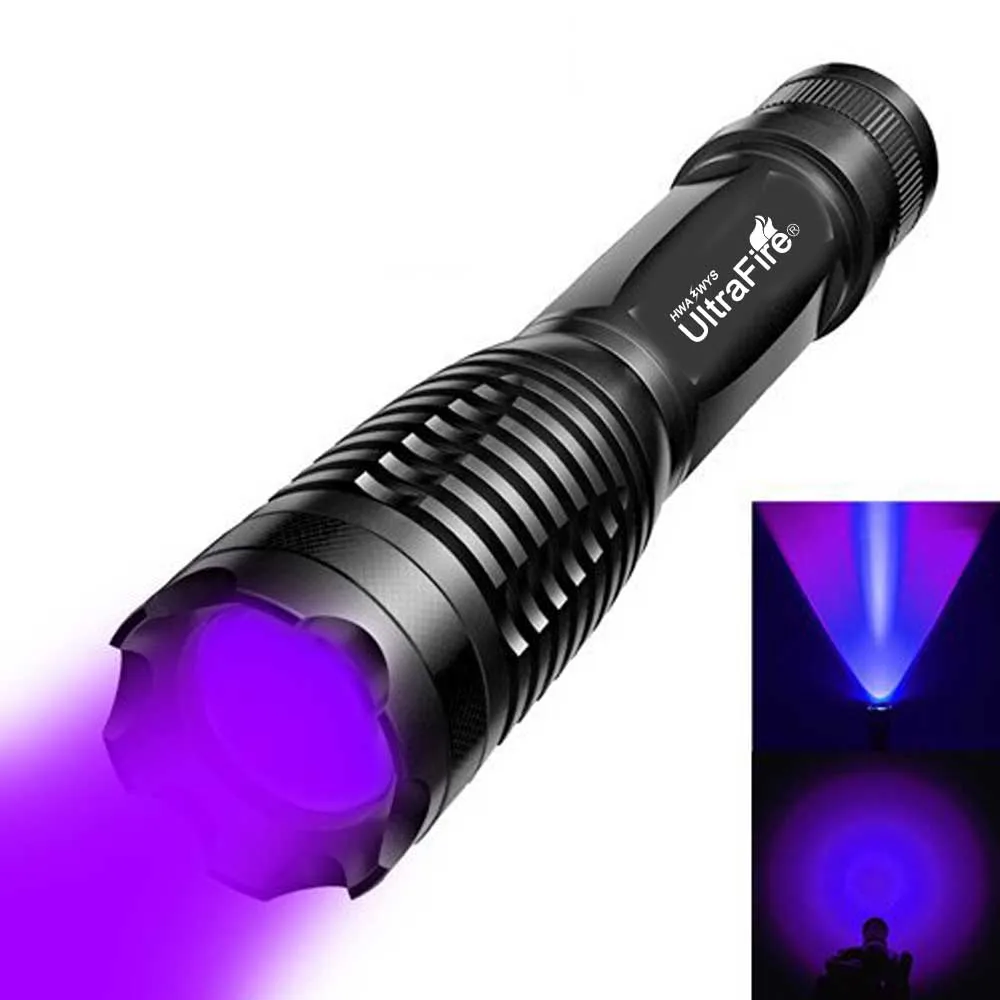 UltraFire E5 LED UV Flashlight Super Power 395-405 NM 18650 Black Light For Leak Detector Pet Urine Stain Scorpion Bed Bug