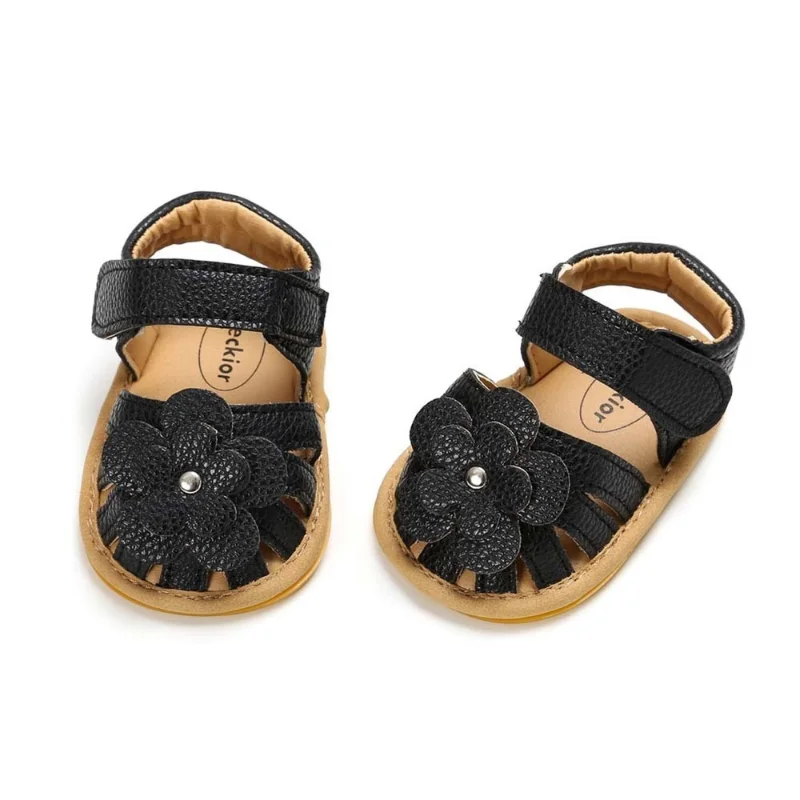 New Infant Baby Shoes Baby Boy Girl Shoes Toddler Flats Summer Sandal Flower Soft Rubber Sole Anti-Slip Crib First Walker