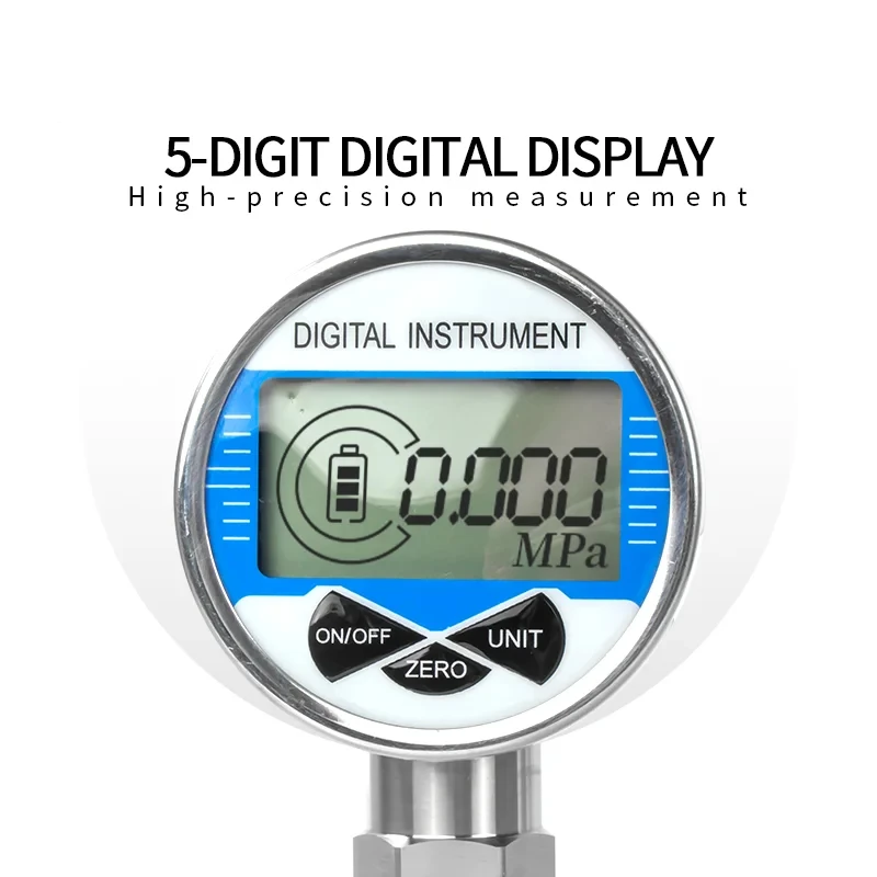 디지털 압력 게이지 LCD 압력계, 0-100Mpa 물 오일 가스 공기 압력 게이지, 100mm 다이얼, M20 * 1.5 스레드, SS304 쉘, 3V 전원