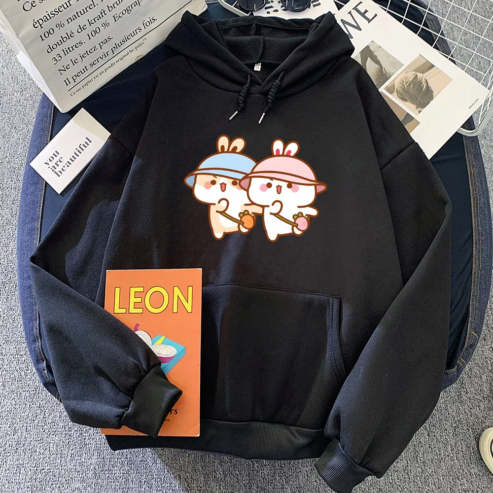 Rabbit Eating Carrot Printed Hoodies Cartoon Graphic Printing Sweatshirt for Girls Winter Women/Men Clothes Winter Soft Pullover