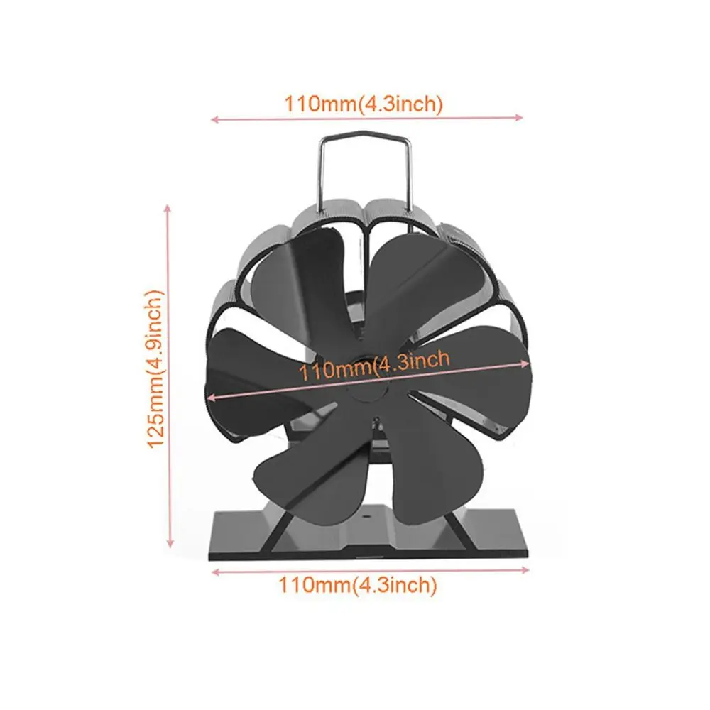 6 Blade Fireplace Fan Home Efficient High-temperature Stove Top Fan Eco Friendly Heat Distribution Heat Powered stove fan