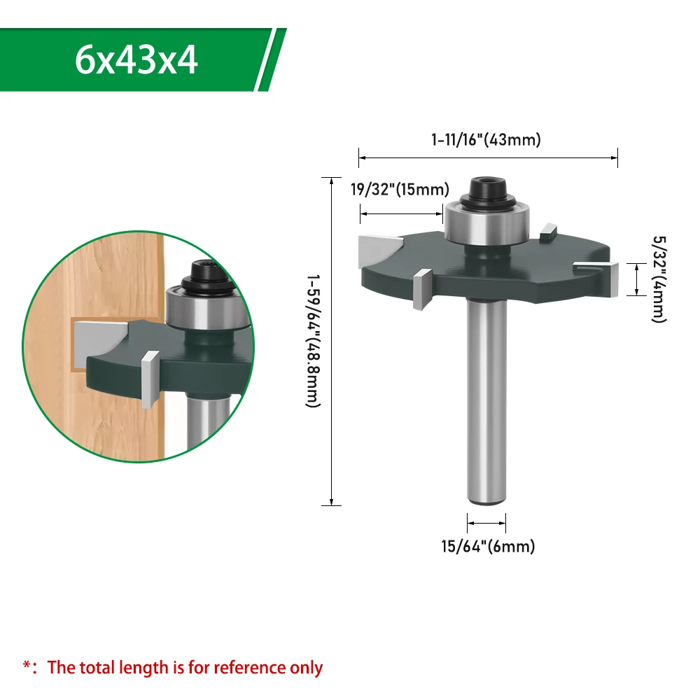LAVIE 1 Stück 6 mm 1/4 Zoll Schaft 4-schneidiger T-Nut-Fräser, dunkelgrüner Holzfräser für die Holzbearbeitung C06319Z443 – Detail 10
