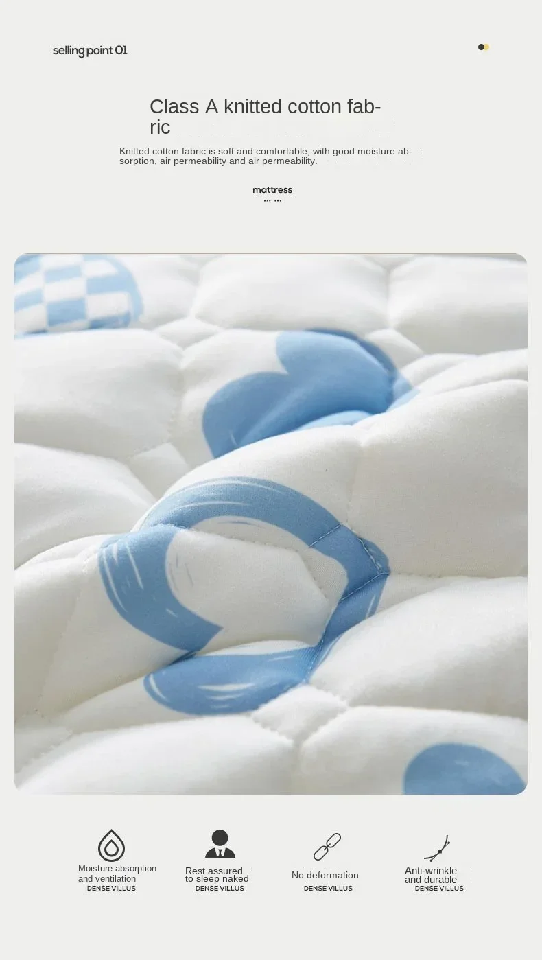 Description Picture 5 of itemCotton Hotel Single Double Non-Slip Mat Hotel Thin Mattress Protective Pad Student Dormitory Bed Cotton-Padded Mattress Cushion