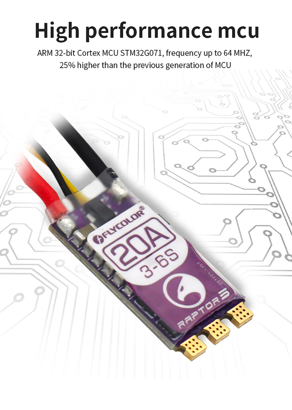 FPV 레이싱 드론용 FLYCOLOR Raptor5 브러시리스 ESC 3-6S 드론 ESC 32 비트 G701 PWM 128K 싱글 20A 35A 45A 50A ECS Dshot Proshot