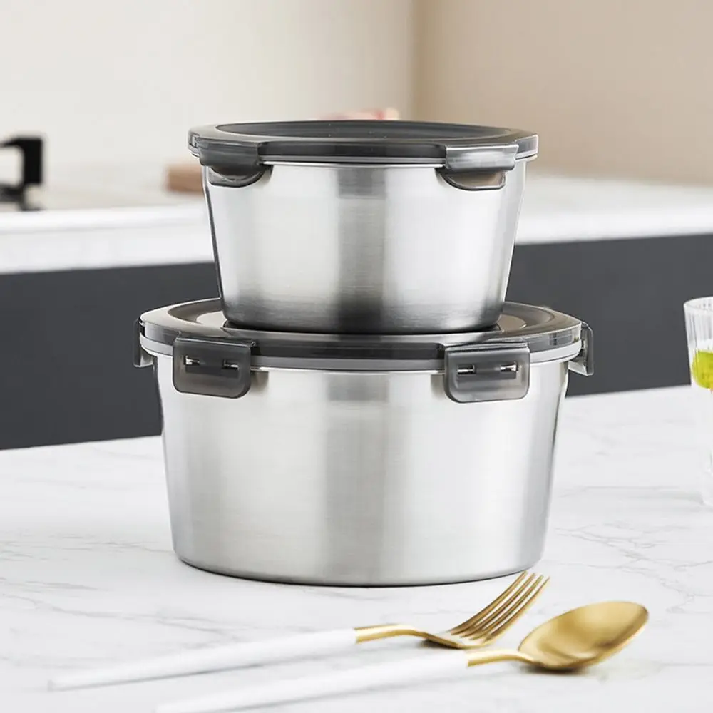 1Pcs with Lid Sealed Fresh Box Microwave Heating Lunch Box 316 Stainless Steel Refrigerator Frozen Crisper