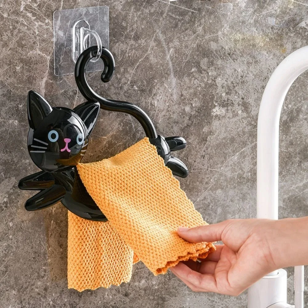 Towel Rack Towel Holder Wall Mounted Cat Shaped No Punching