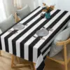 Black White Striped Tablecloth for Rectangle Geometric Stripe Waterproof Table Cloth for Kitchen Dining Room Holiday decorations 5