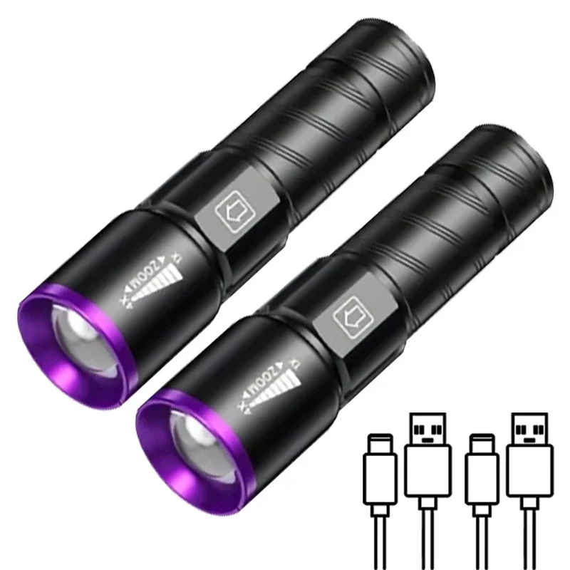 Portable UV Flashlight UV395NM Zoomable ABS Torch...