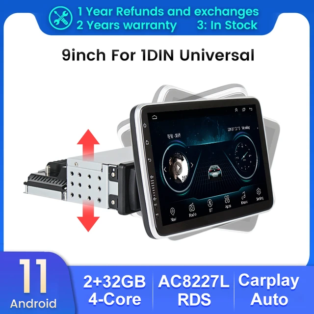 Cheap Universal Car Radio 1 DIN Android 2+32Gb,8-core processor,10.1  Rotary Screen, DSP Gps WiFi Carplay 1 DIN