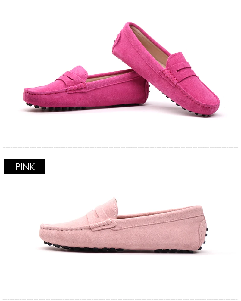 GRWG Shoes Women Genuine Leather Spring Flat Shoes Casual Loafers Slip On Women's Flats Shoes Moccasins Lady Driving Shoes