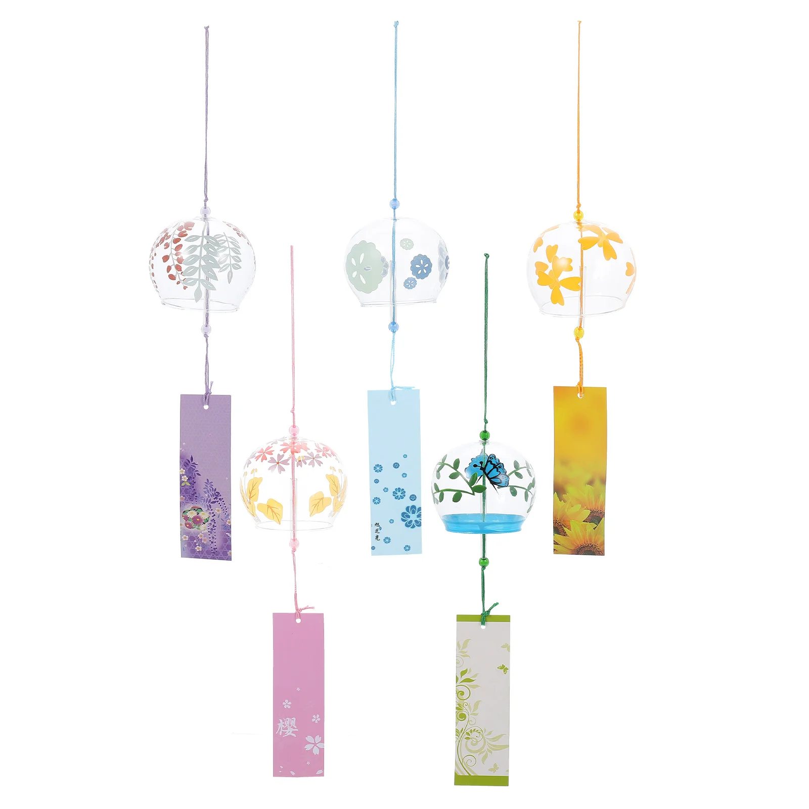 

5 Pcs Glass Wind Chimes Home Decor Bell Balcony Bells Outdoor Clearance Retro Wedding Hanging Pendant