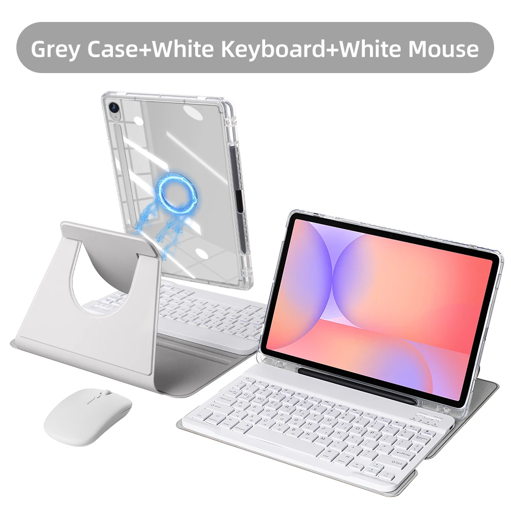 360° Rotation Detachable Magnetic Acrylic Tablet Keyboard Case