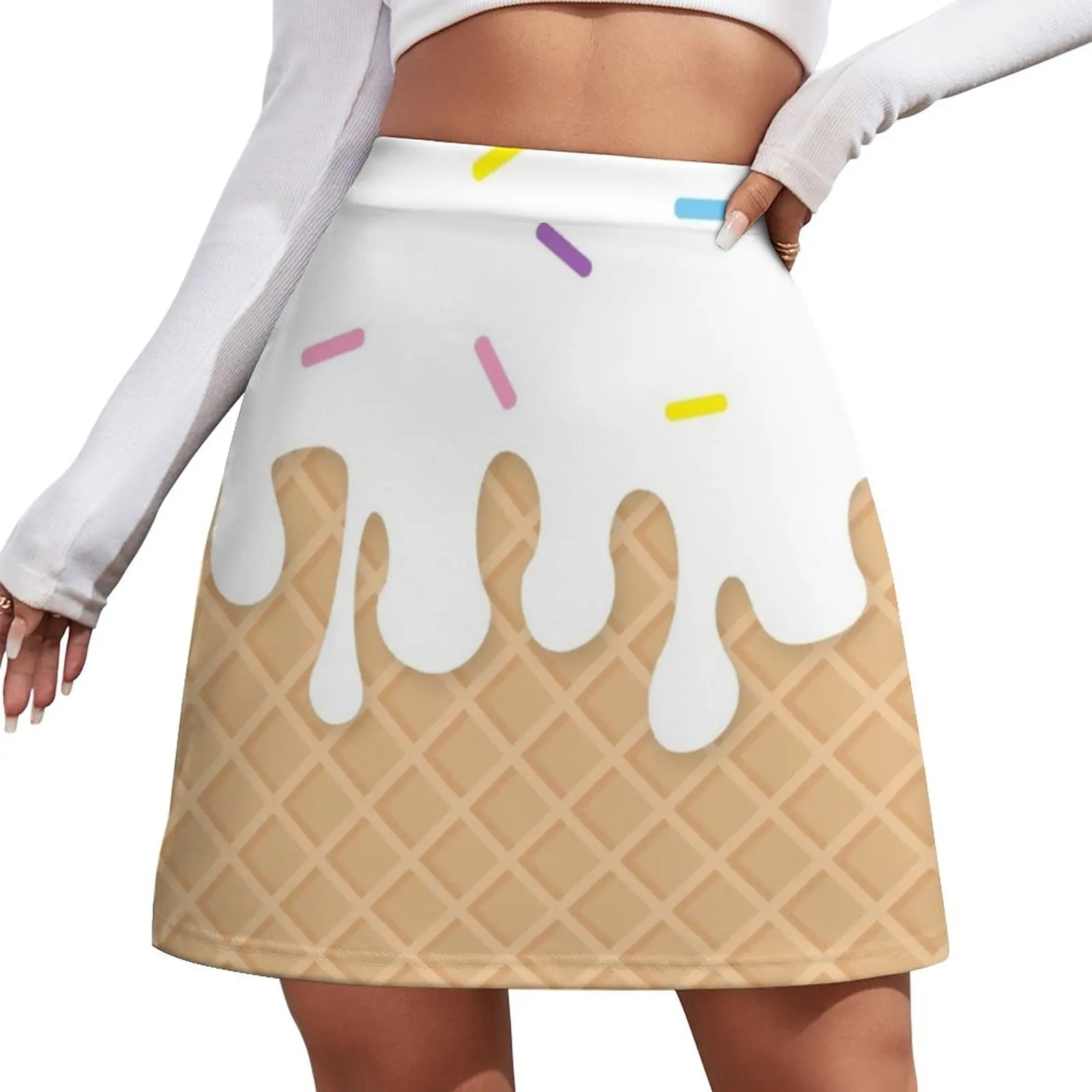 Miss Sundae - Pattern (vanilla sprinkles) Mini Skirt rave outfits for women kawaii clothes