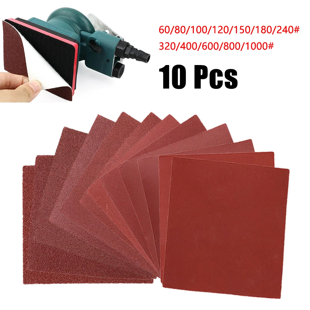 

10PCS 110x100mm Square Sandpaper Grit Flocking Sand Paper Abrasive Disc 60-1000 Grit Stone Glass Grinder For Wood Polish Tools