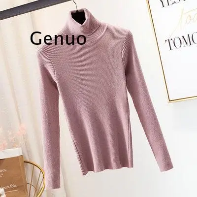 

Кашемировые женские свитера и пуловеры с высоким воротником осень-зима облегающий Повседневный вязаный свитер с длинным рукавом