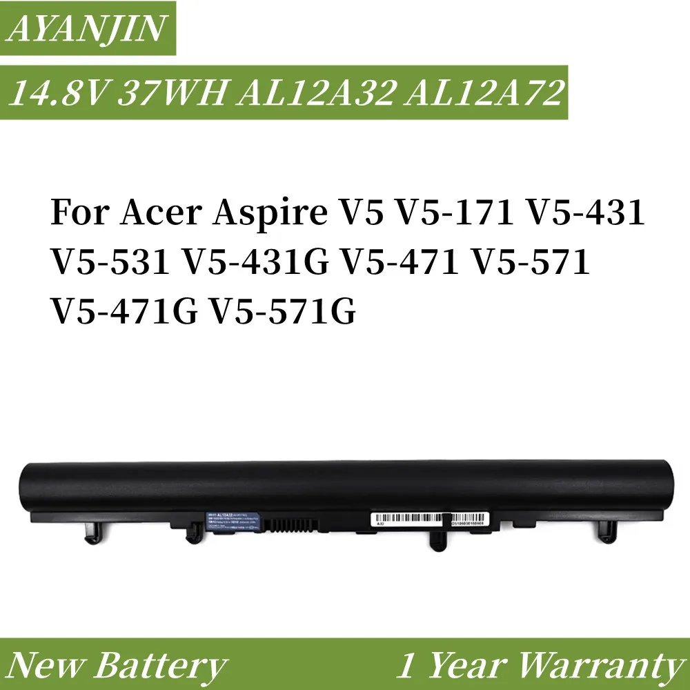 AL12A32 AL12A72 14.8V 2500mAh Laptop Battery For Acer Aspire V5 V5 171 ...