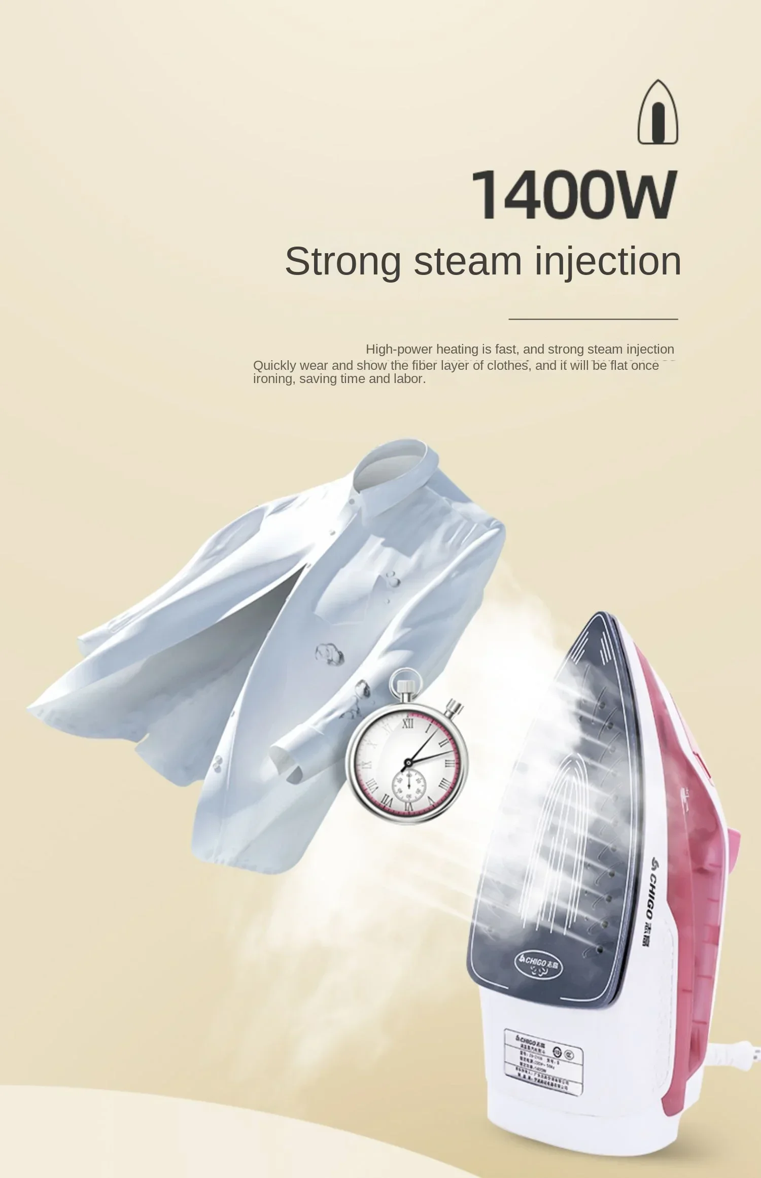 220V Zhigao Electric Iron Household Steam Hanging Ironing Machine for Ironing Clothes Dry and Wet Dual purpose Ironing Tool 4