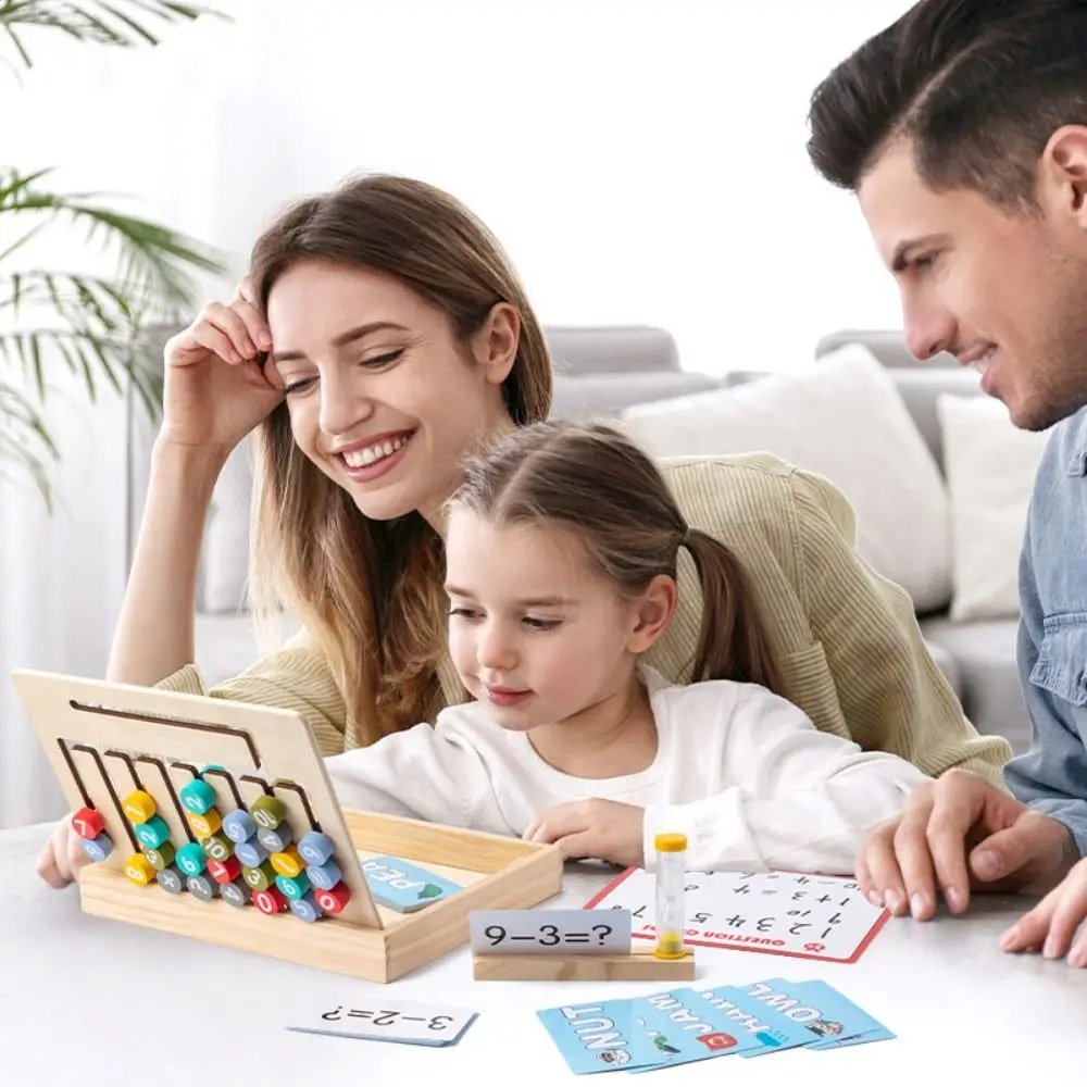 Four-color moving number English double-sided chess children's early education intelligence game learning box toy