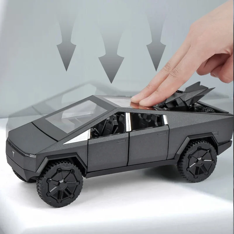 Alloy Model Car 1:24 Diecast Miniature Metal Pickup Vehicle Chidlren Birthday Collected Gift Van Truck Cybertruck Boys Toy 5
