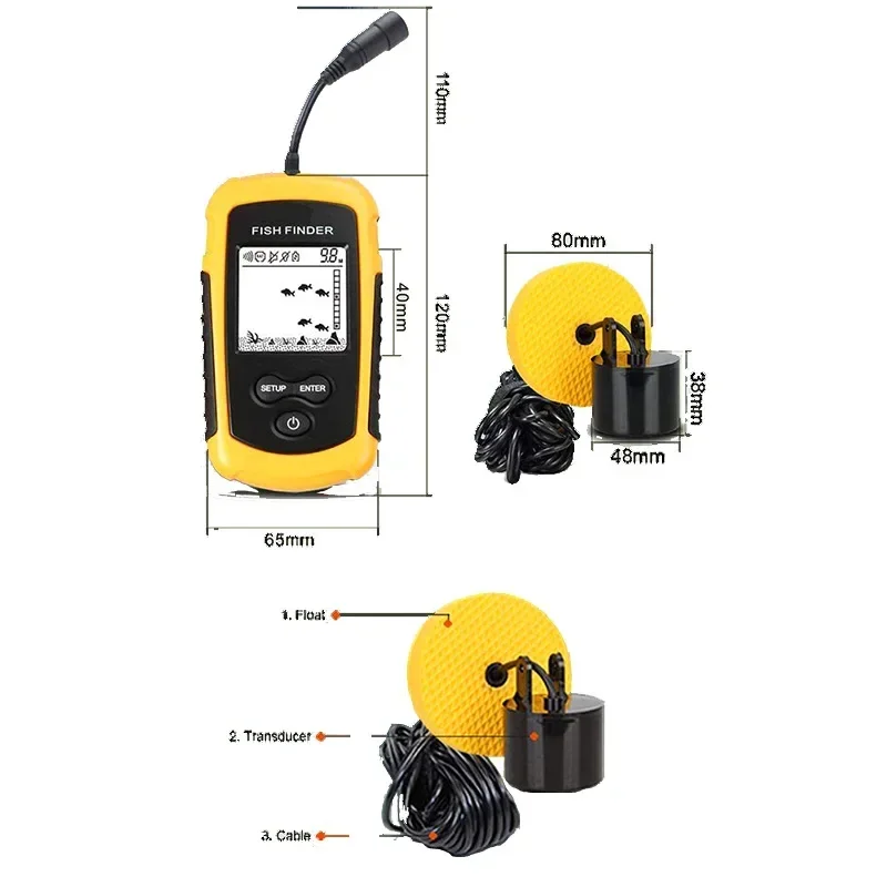 ultrasonic wired fish finder to detect fish school sonar finder