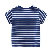 Jumping Meters 2-7T New Arrival Striped Summer Boys Girls Tees Animals Tshirts Embroidery Kids Tops Cotton Fashion Baby Clothing 2